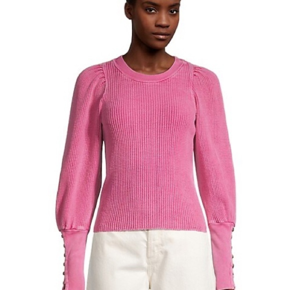 Free People Pink Waffle Thermal Top - Size Medium